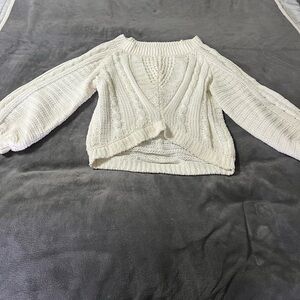 Express Off-the-Shoulder Cream Balloon Sleeve Cropped Sweater size small